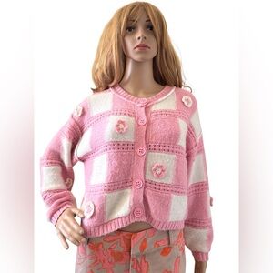 Forever 21 Bubble Flower Checked Sweater